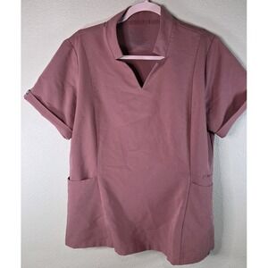 FIGS Technical Collection Scrub Top Women's L Mauve Short Sleeve‎ V Neck